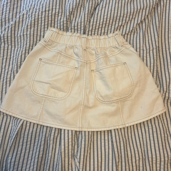 SOLD White Denim Mini Skirt - Picture 2 of 3